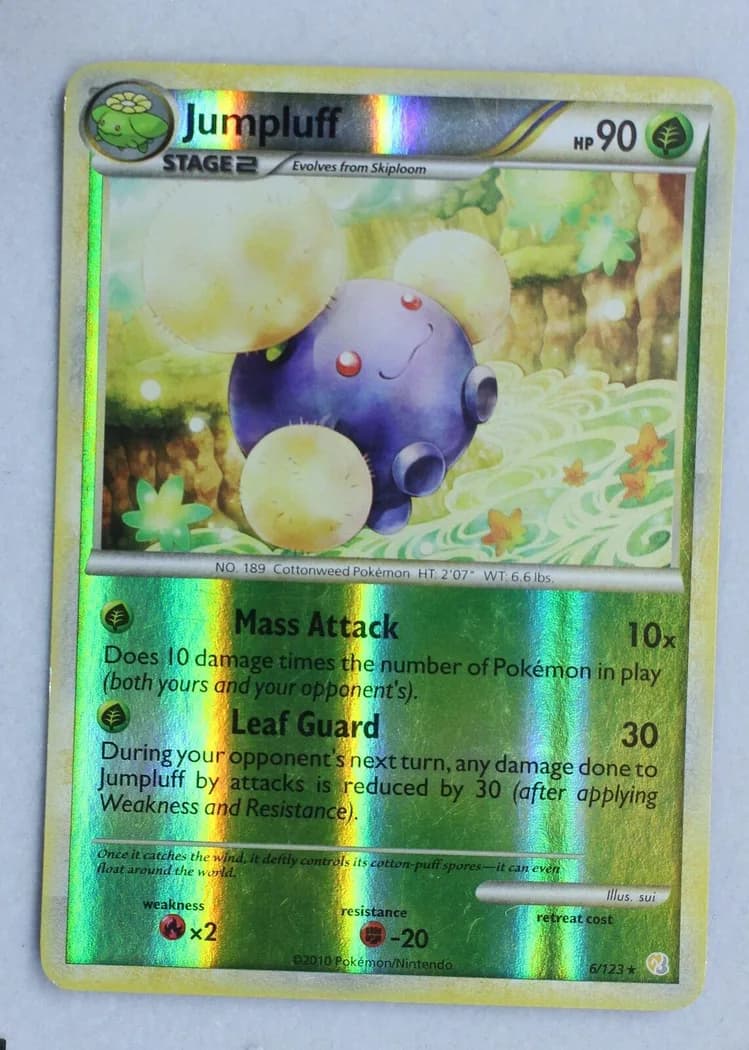 Jumpluff reverse holo card front, HeartGold & SoulSilver 6/123