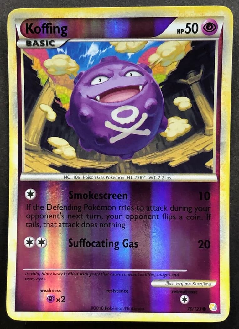 Koffing reverse holo card front, HeartGold & SoulSilver 70/123