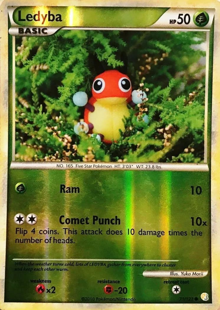 Ledyba reverse holo card front, HeartGold & SoulSilver 71/123