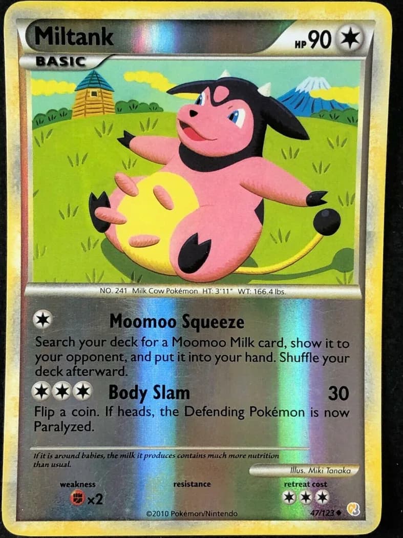 Miltank reverse holo card front, HeartGold & SoulSilver 47/123