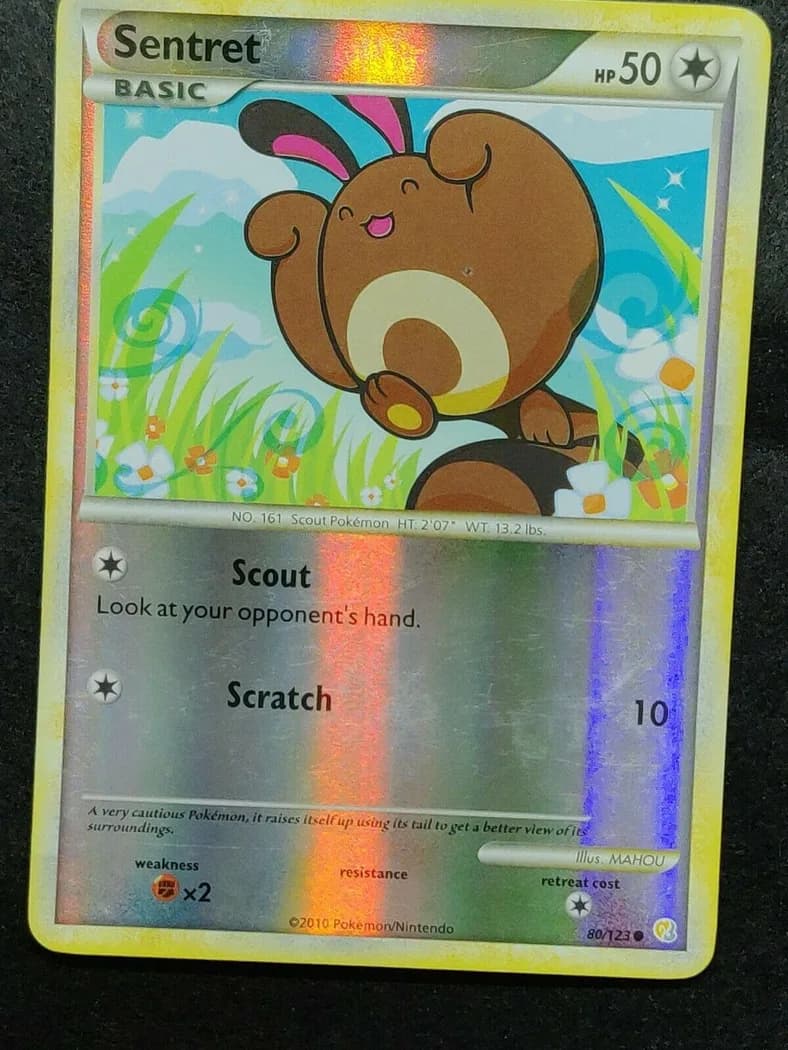 Sentret reverse holo card front, HeartGold & SoulSilver 80/123