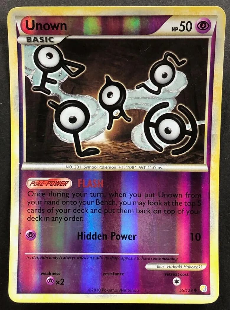 Unown reverse holo card front, HeartGold & SoulSilver 55/123