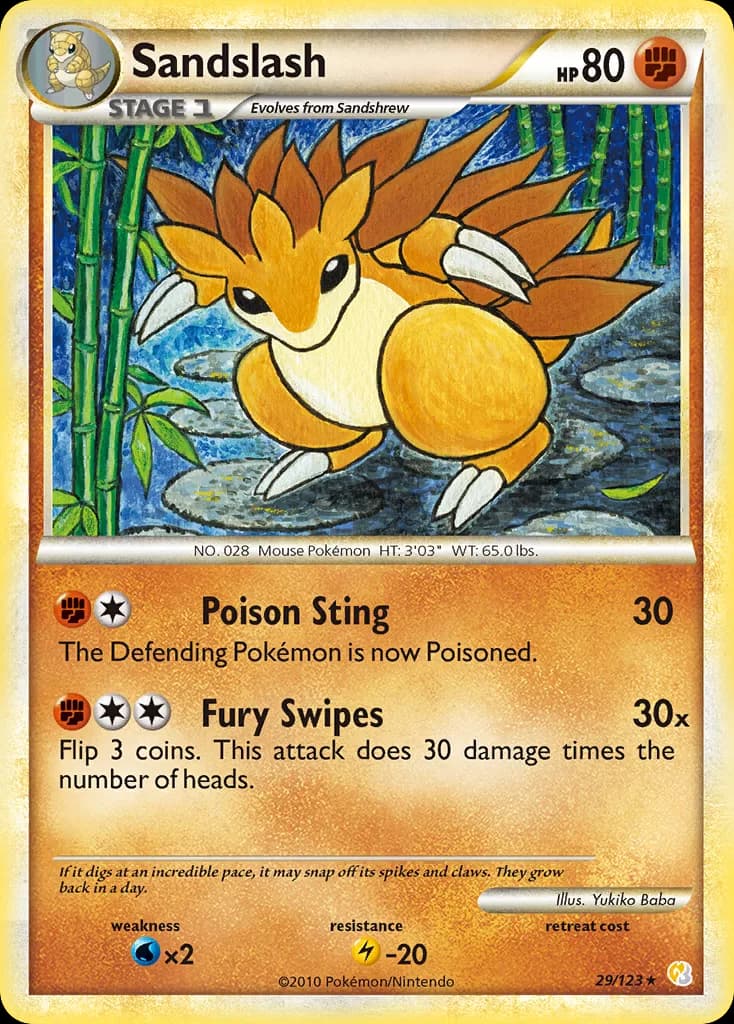 HeartGold & SoulSilver Sandslash card front, 29/123