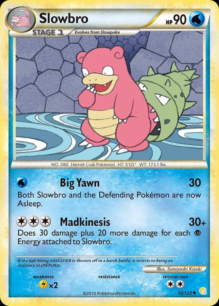 HeartGold & SoulSilver Slowbro card front, 52/123