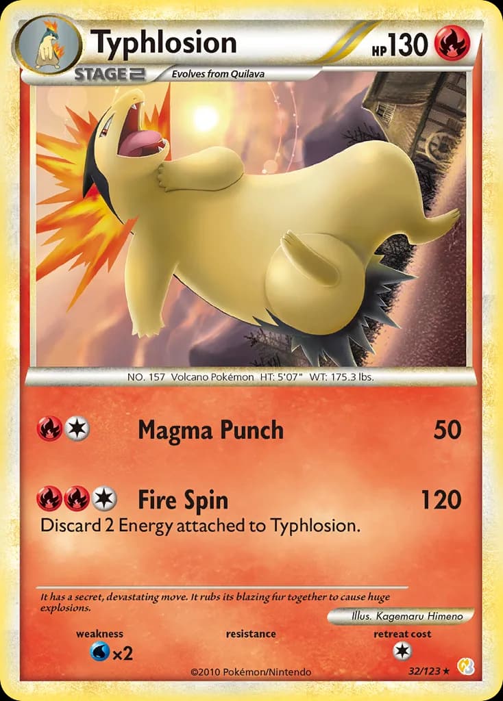 Typhlosion card front, HeartGold & SoulSilver 32/123