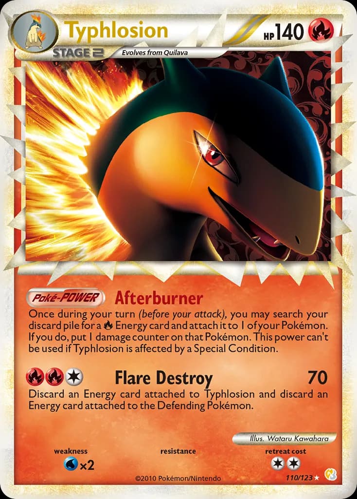 Typhlosion card front, HeartGold & SoulSilver 110/123