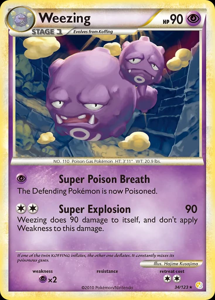 HeartGold & SoulSilver Weezing card front, 34/123
