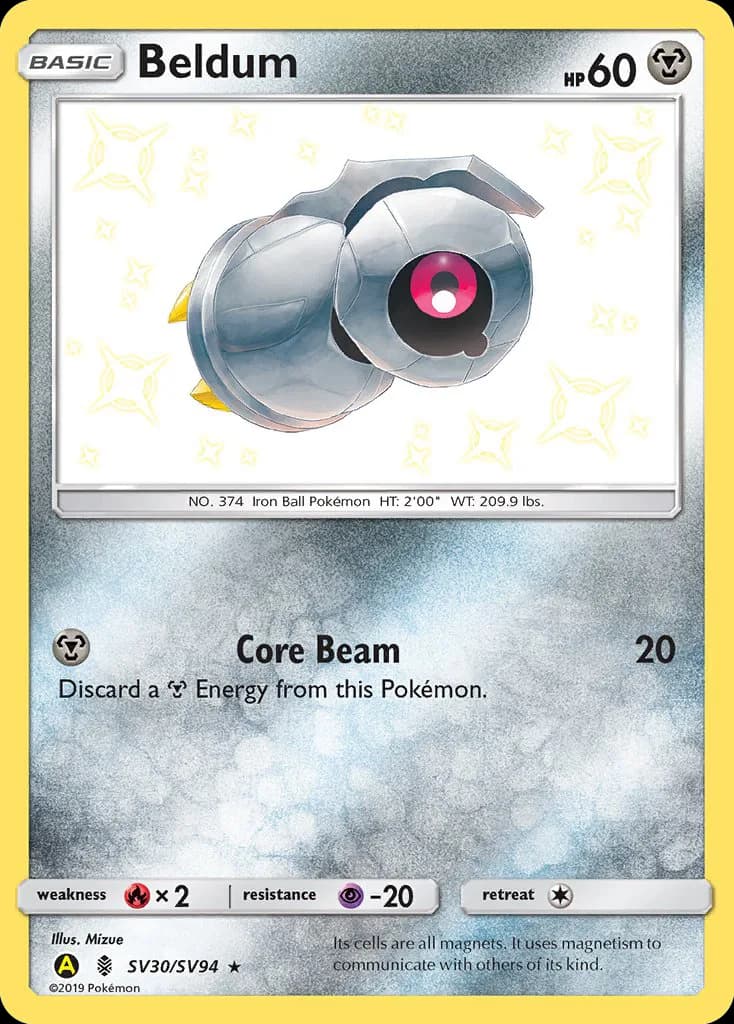 Hidden Fates Beldum card front, SV30/SV094
