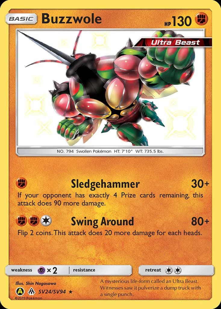 Hidden Fates Buzzwole card front, SV24/SV094