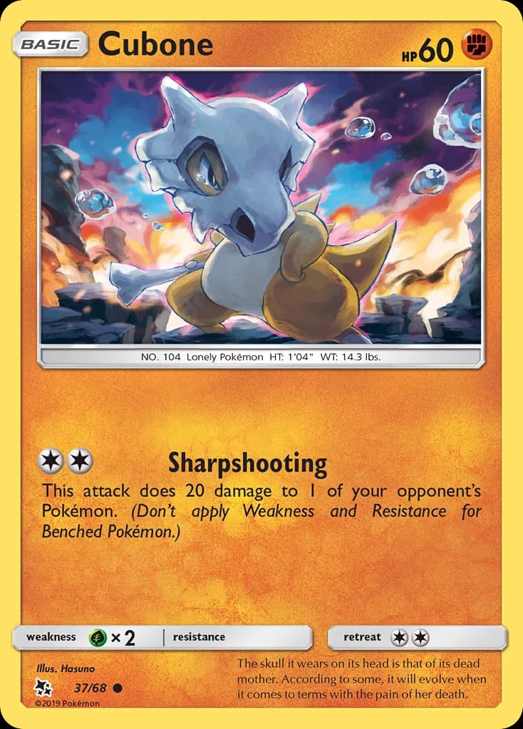 Hidden Fates Cubone card front, 37/68