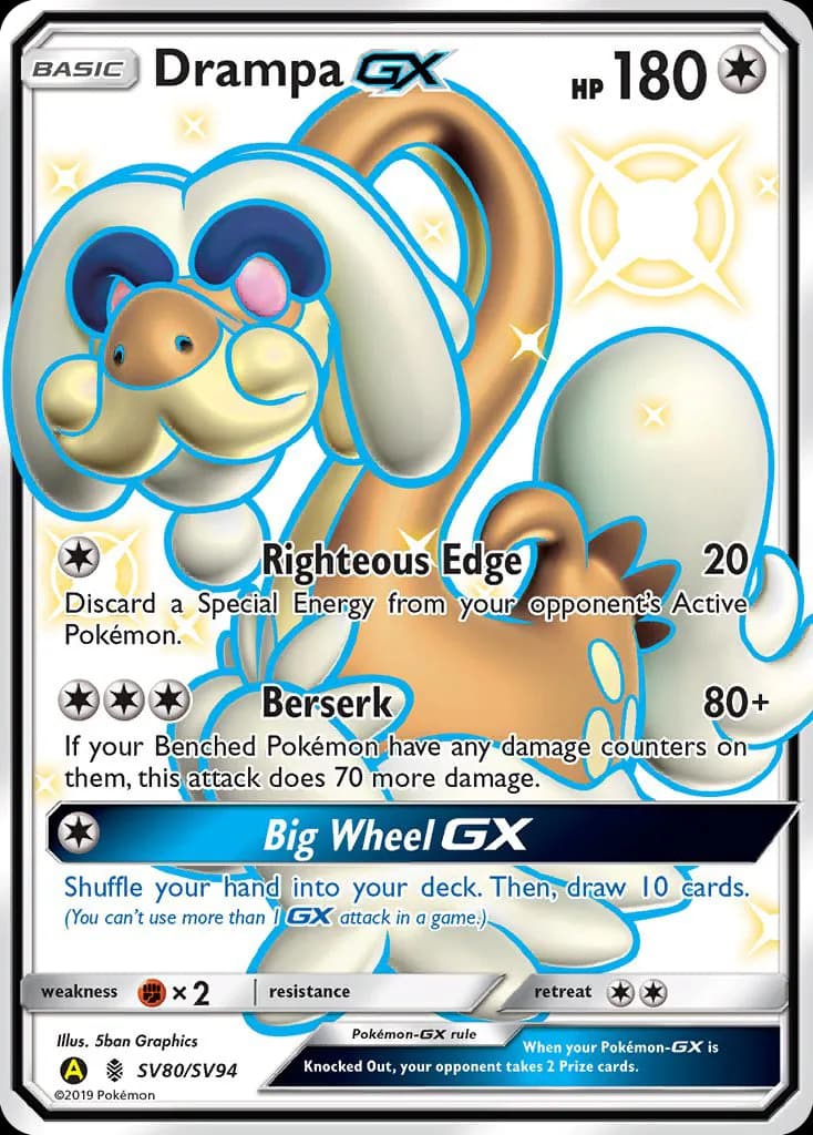 Hidden Fates Drampa-GX card front, SV80/SV094