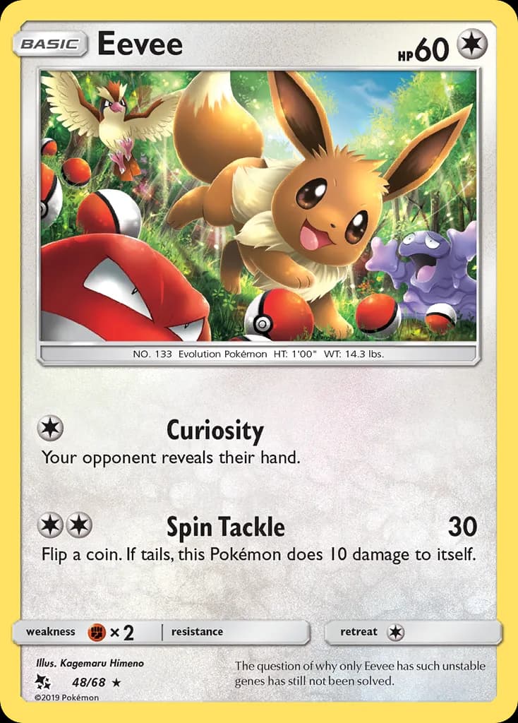 Hidden Fates Eevee card front, 48/68