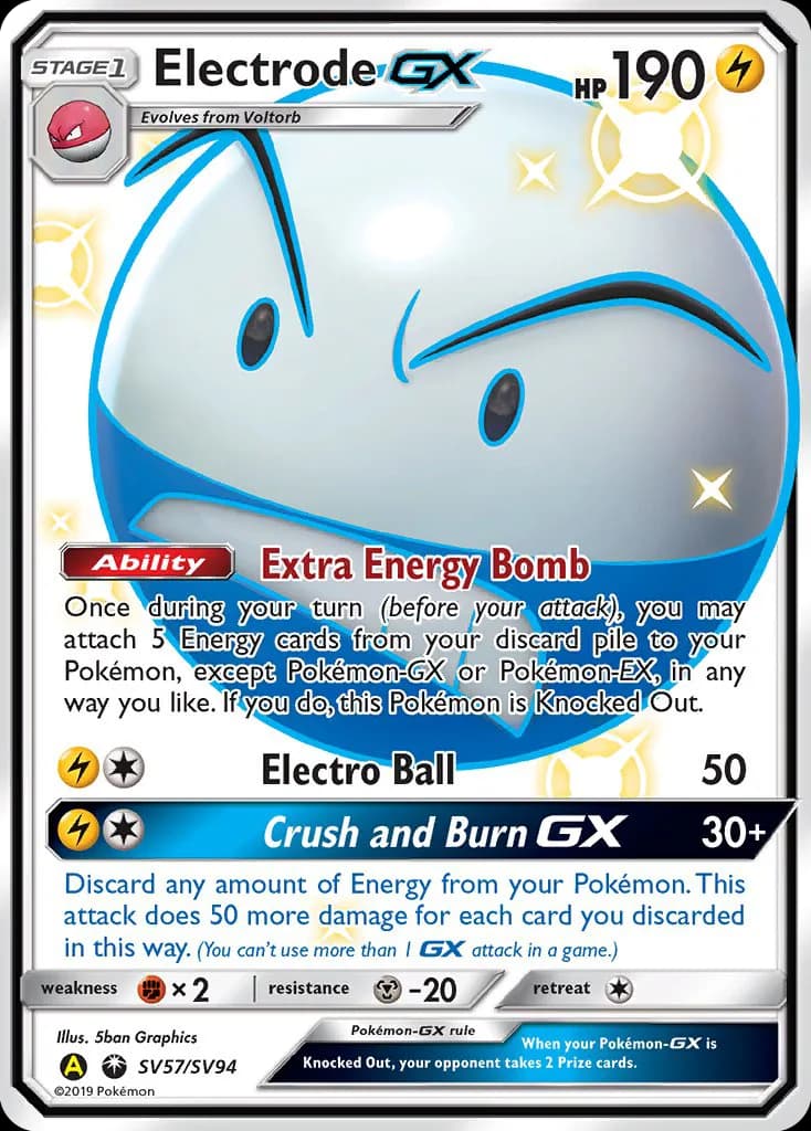 Hidden Fates Electrode-GX card front, SV57/SV094