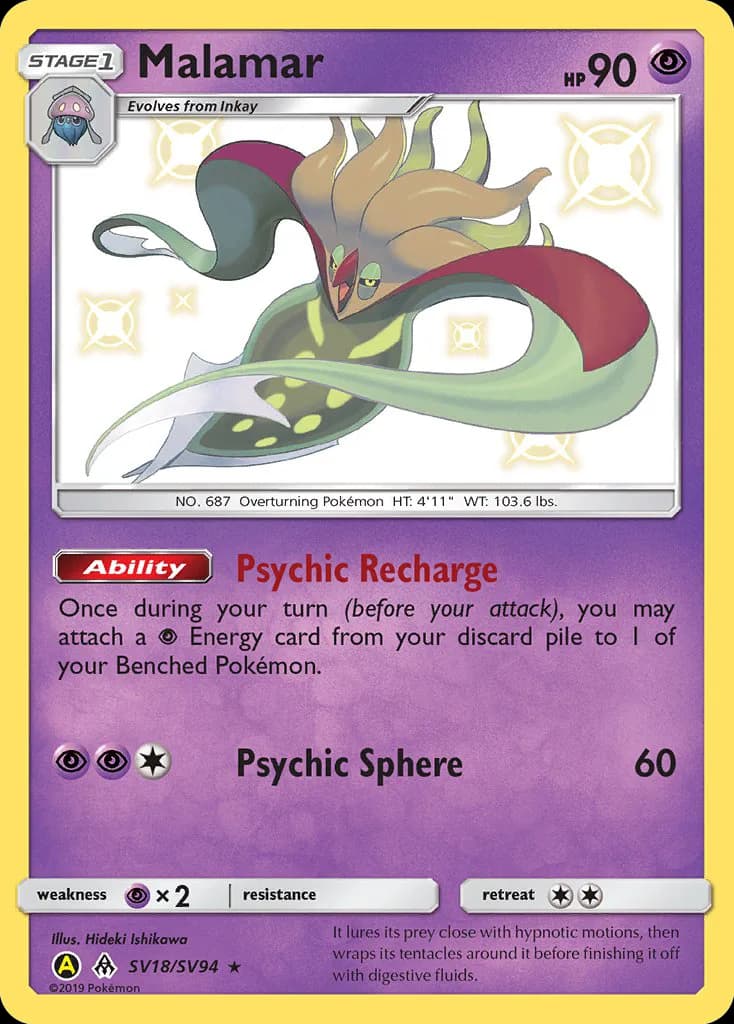 Hidden Fates Malamar card front, SV18/SV094