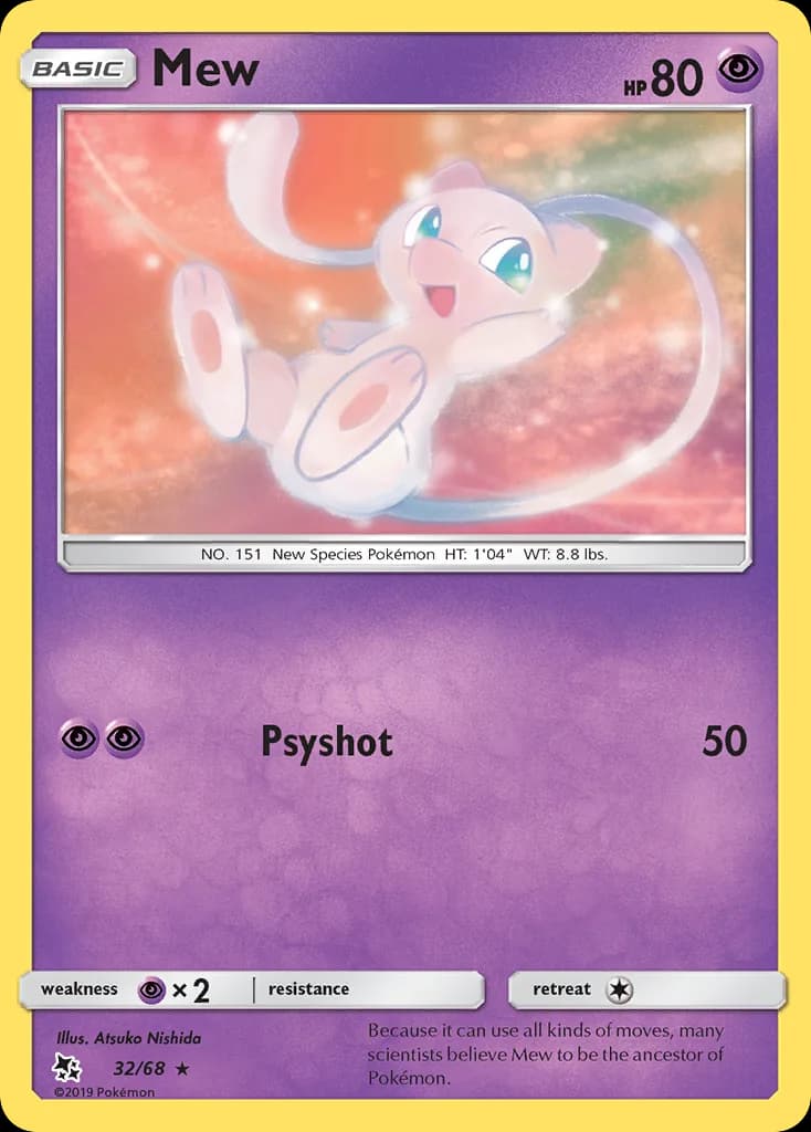 Mew card front, Hidden Fates 32/68