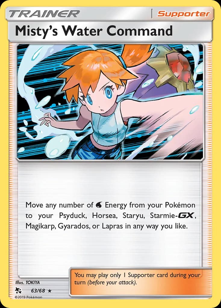 Hidden Fates Misty's Water Command card front, 63/68
