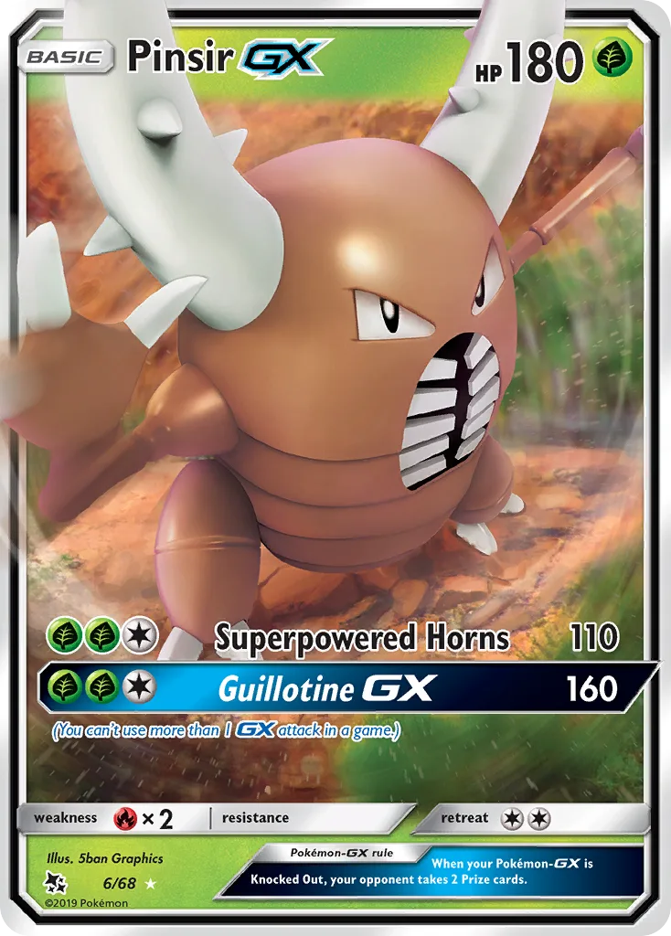 Hidden Fates Pinsir-GX card front, 6/68