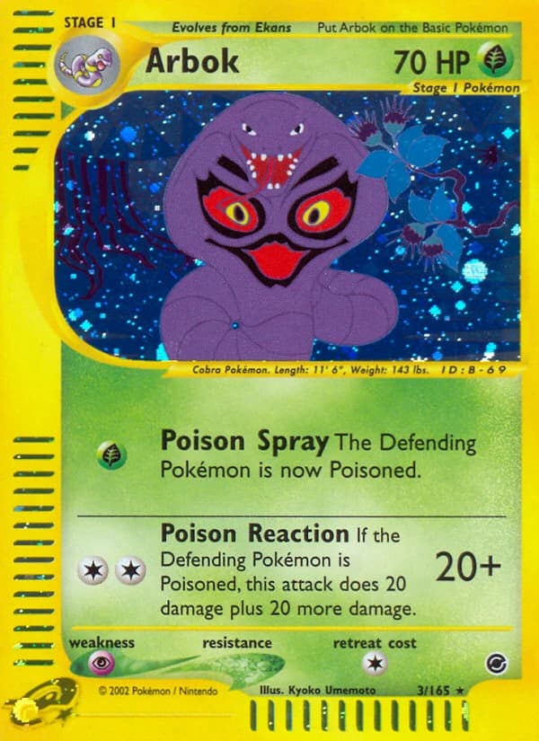 Arbok, Expedition Base Set 3/165, English standard printing card front