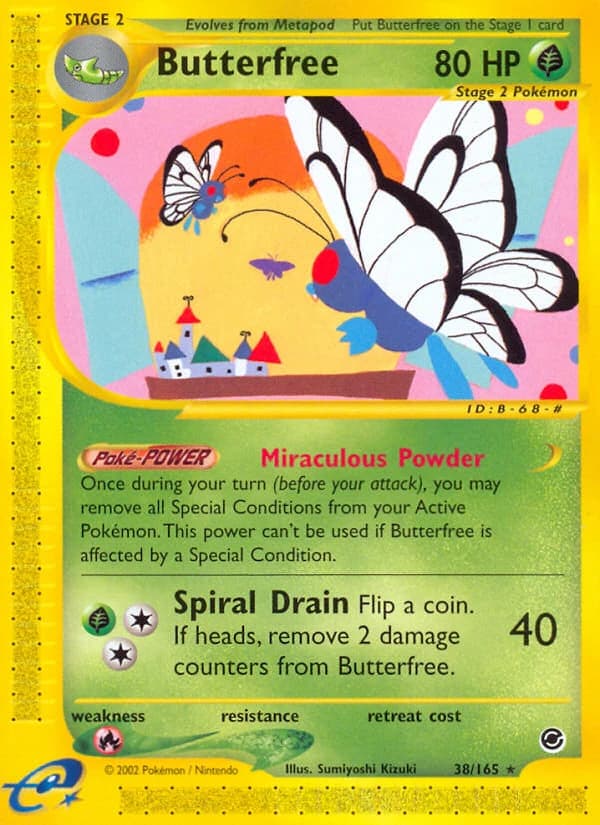 Butterfree, Expedition Base Set 38/165, English standard printing card front