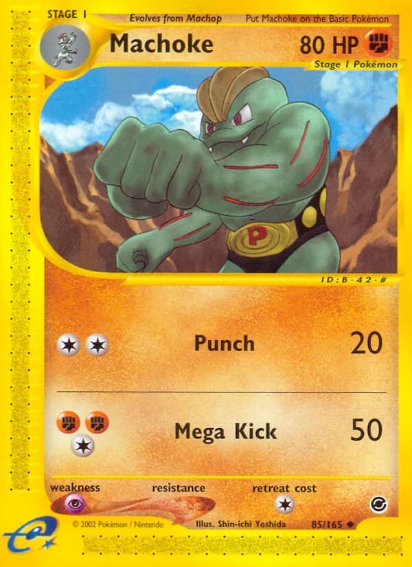 Machoke, Expedition Base Set 85/165, English standard printing card front