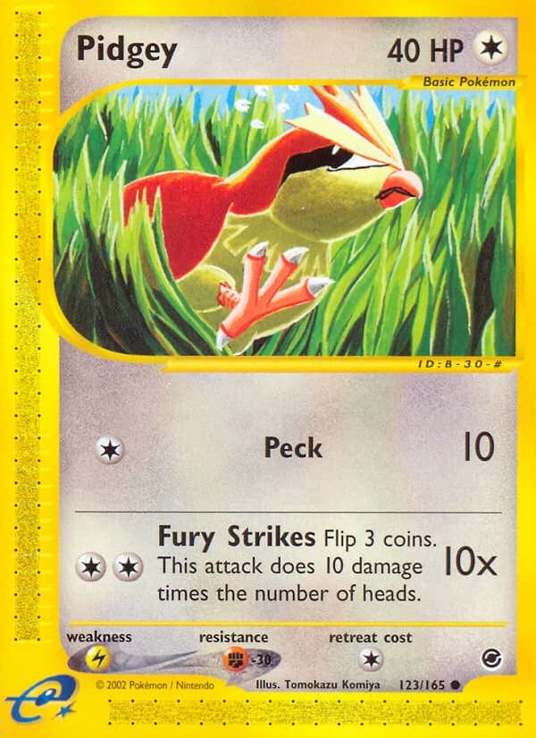 Pidgey, Expedition Base Set 123/165, English standard printing card front