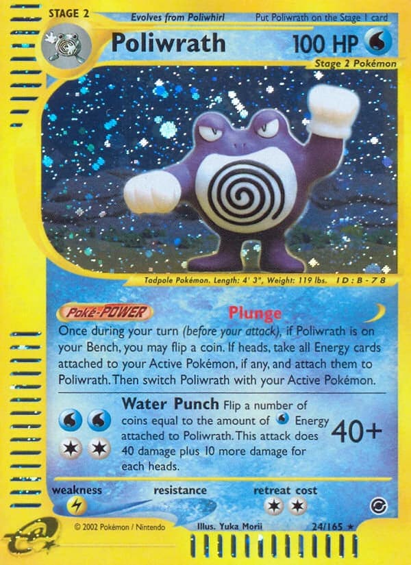Poliwrath, Expedition Base Set 24/165, English standard printing card front