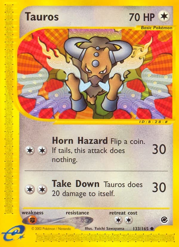 Tauros, Expedition Base Set 133/165, English standard printing card front