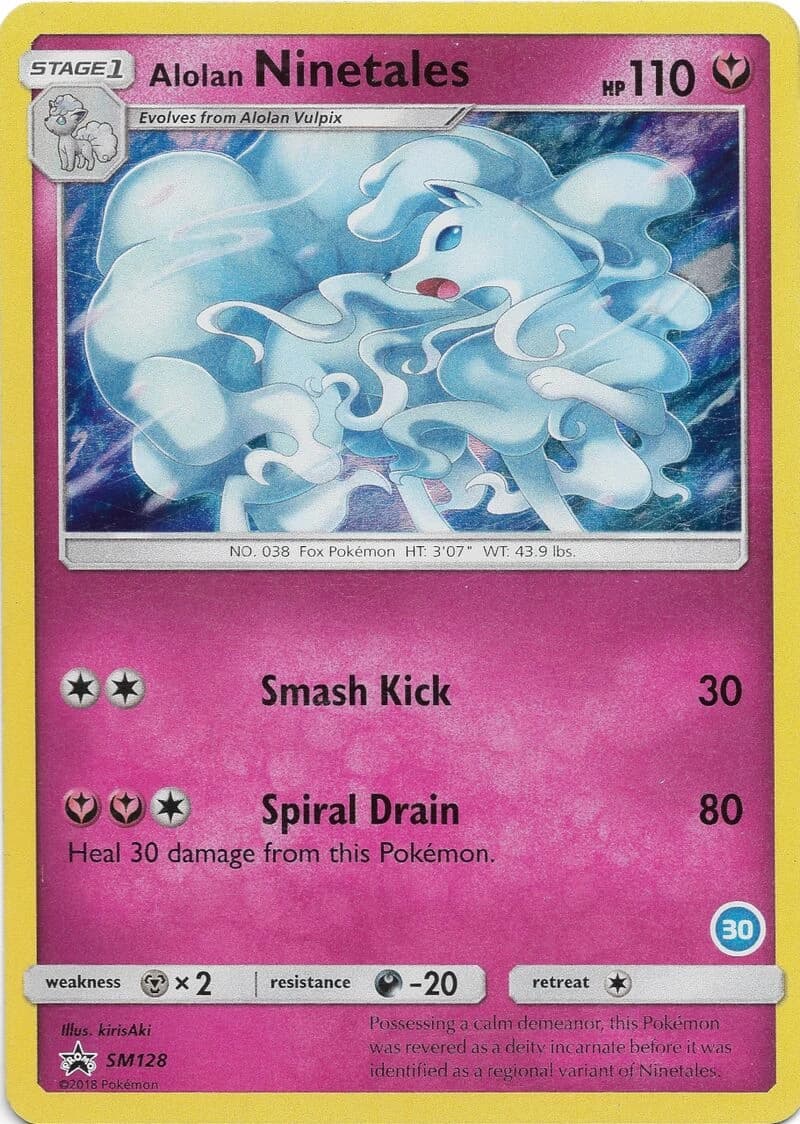 Alolan Ninetales, SM Black Star Promos SM128, English holo card front