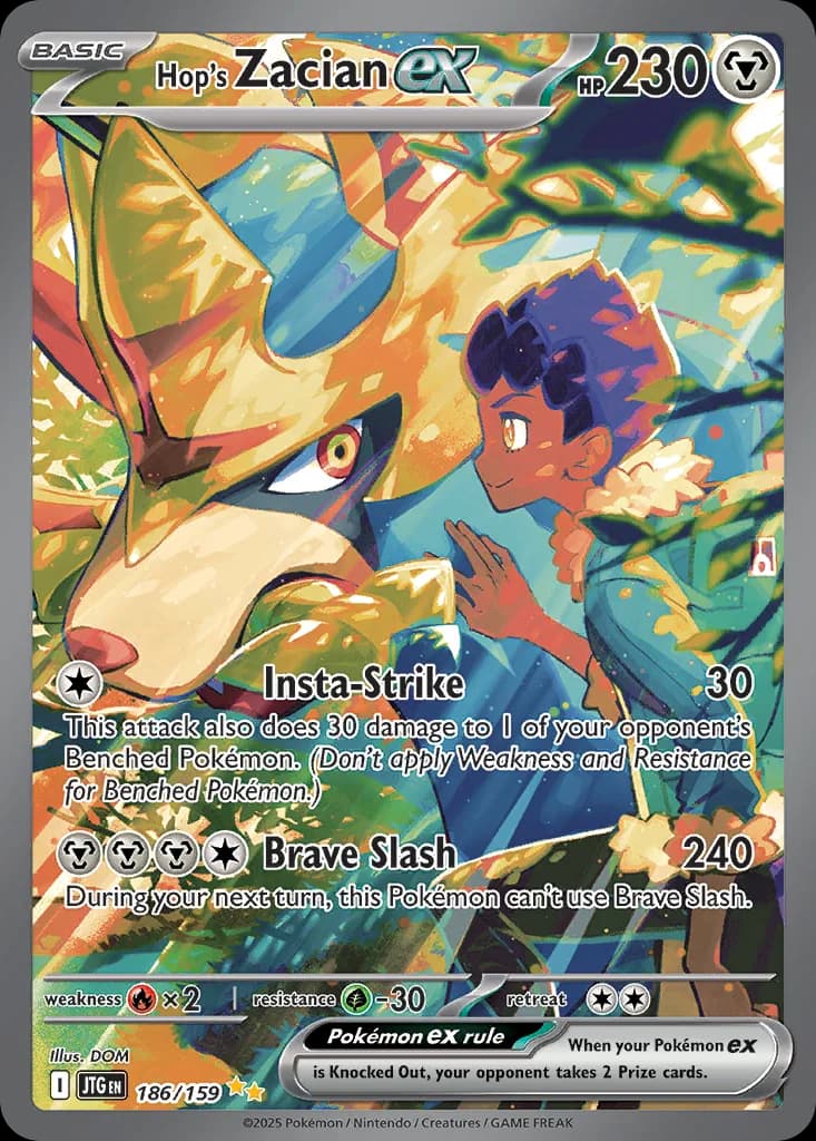 Journey Together Hop's Zacian ex card front, 186/159