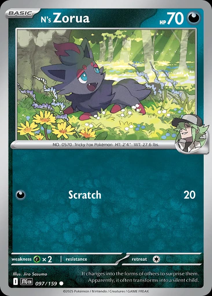 Journey Together N's Zorua card front, 97/159