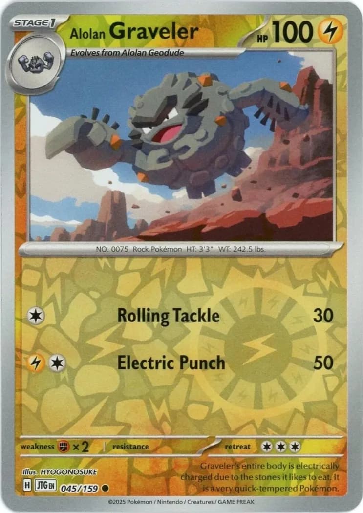 Alolan Graveler reverse holo card front, Journey Together 45/159