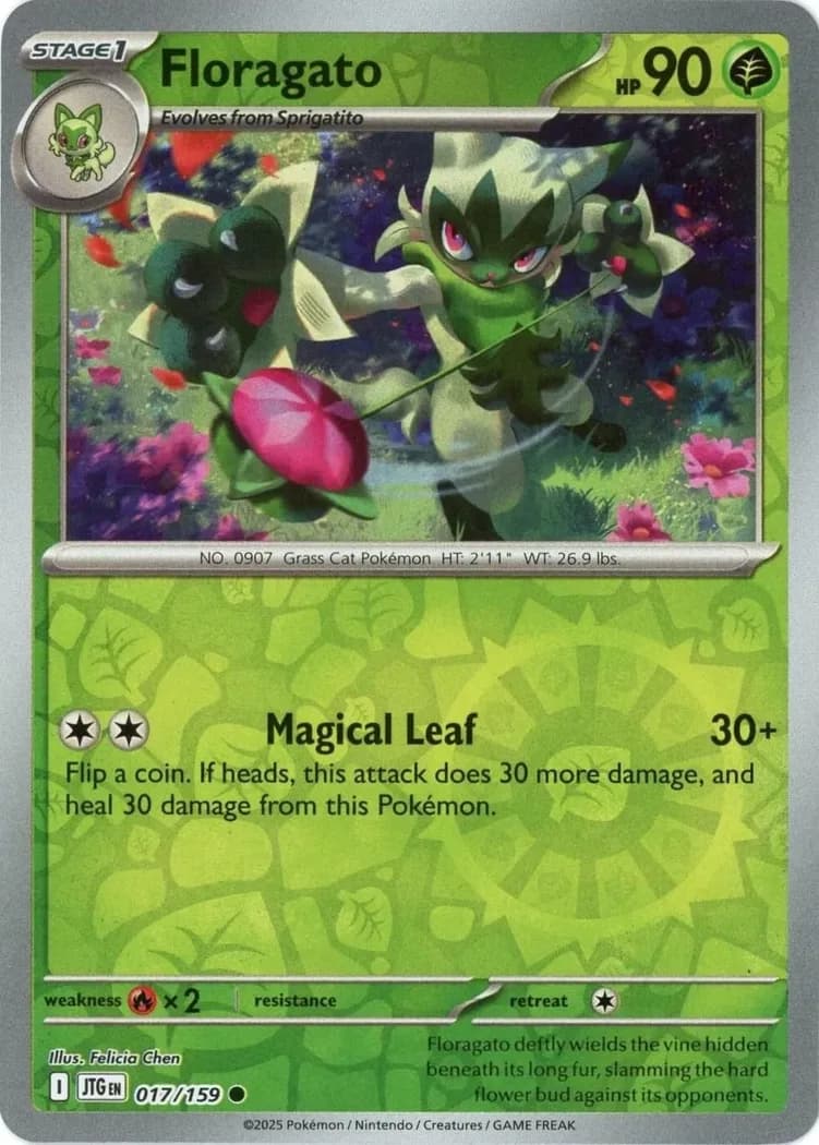 Floragato reverse holo card front, Journey Together 17/159