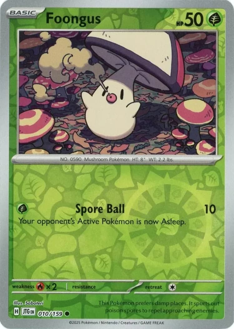 Foongus reverse holo card front, Journey Together 10/159