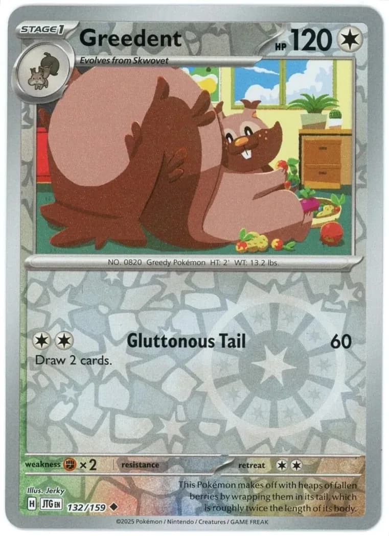 Greedent reverse holo card front, Journey Together 132/159