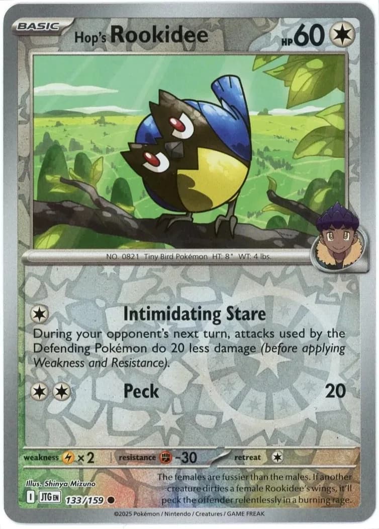 Hop's Rookidee reverse holo card front, Journey Together 133/159