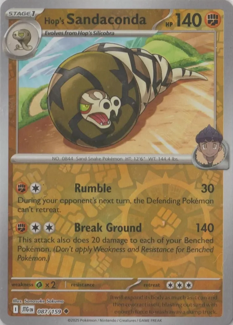 Hop's Sandaconda reverse holo card front, Journey Together 87/159