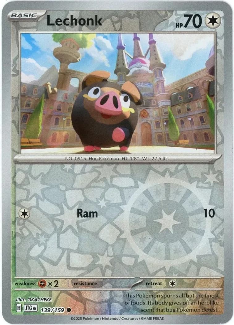 Lechonk reverse holo card front, Journey Together 139/159