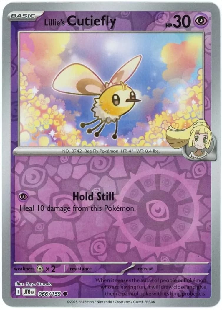 Lillie's Cutiefly reverse holo card front, Journey Together 66/159