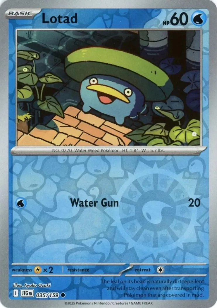 Lotad reverse holo card front, Journey Together 35/159