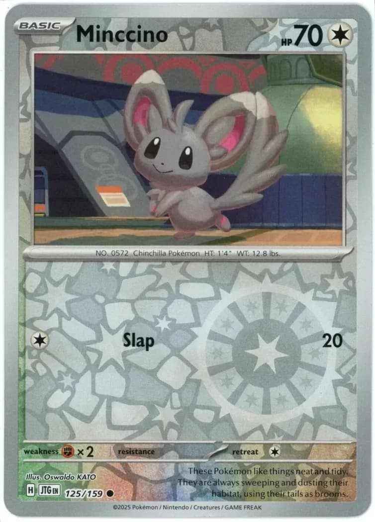 Minccino reverse holo card front, Journey Together 125/159