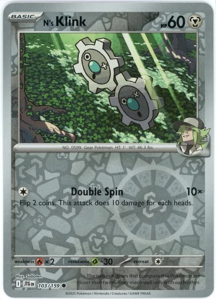 N's Klink reverse holo card front, Journey Together 103/159