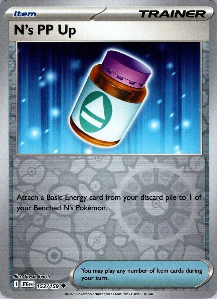 N's PP Up reverse holo card front, Journey Together 153/159