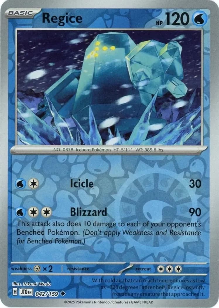 Regice reverse holo card front, Journey Together 42/159