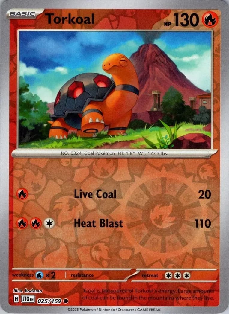 Torkoal reverse holo card front, Journey Together 25/159
