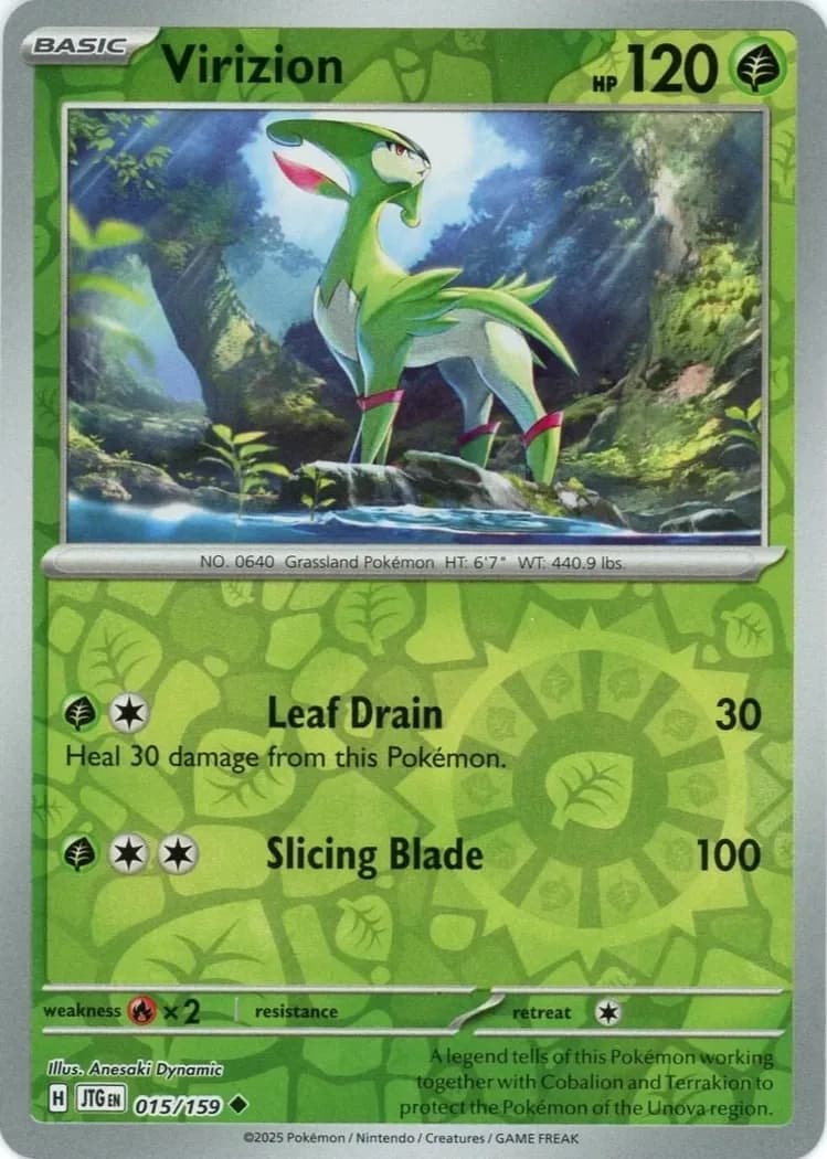 Virizion reverse holo card front, Journey Together 15/159