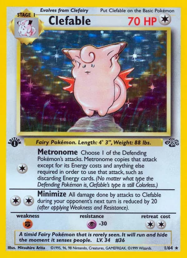 1st Edition Clefable card front, Jungle 1/64