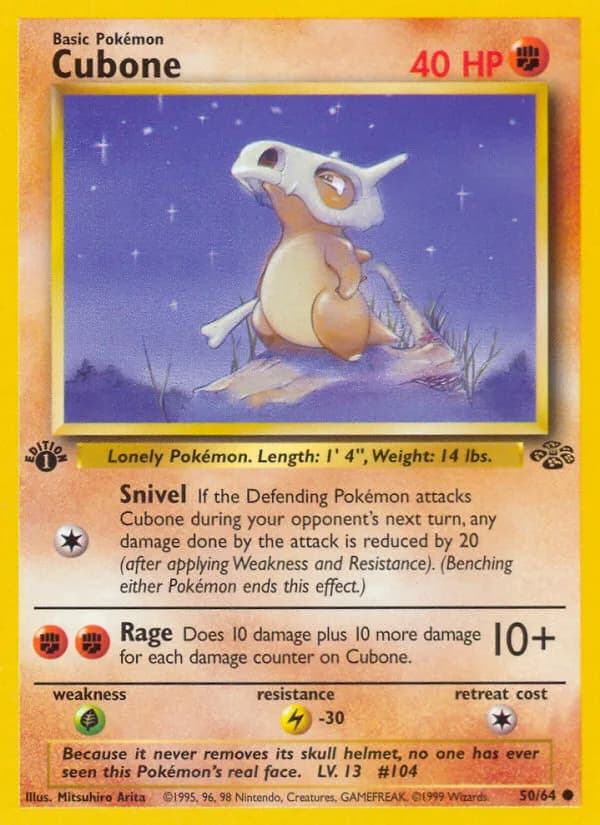 1st Edition Cubone card front, Jungle 50/64