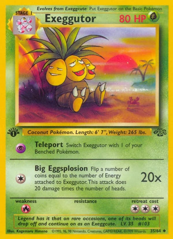 1st Edition Exeggutor card front, Jungle 35/64