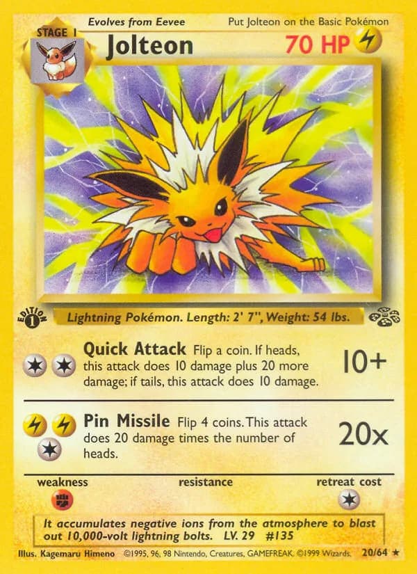 Jolteon card front, Jungle 20/64