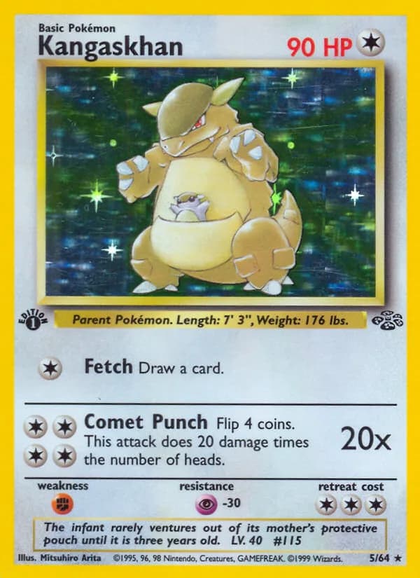 1st Edition Kangaskhan card front, Jungle 5/64